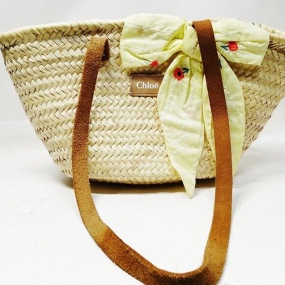 Large Raffia Tote with Leather Handles (Chloe look a like - for LESS) - Picture 14 of 15